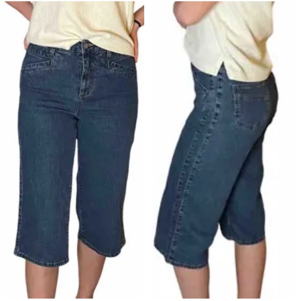 French Dressing Jean Crop Denim Pants Size 2 High Waist Wide Leg y2k 90s